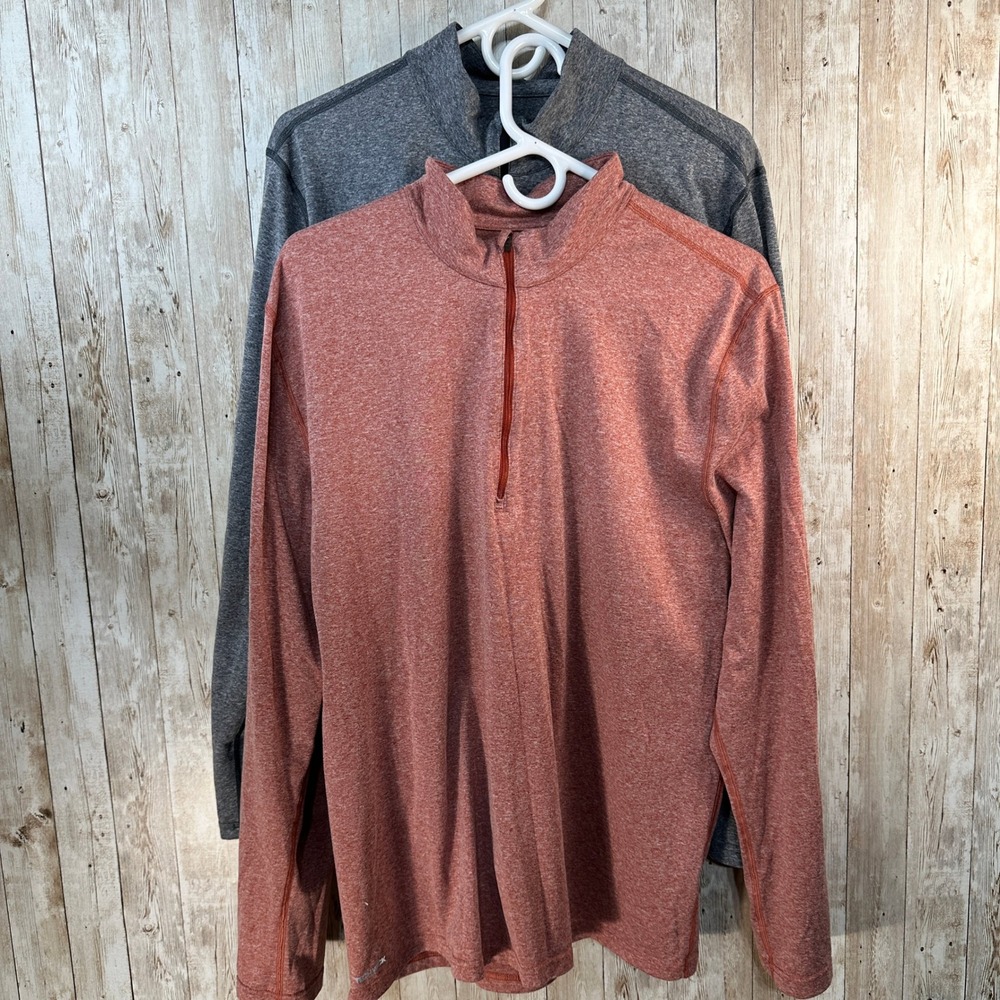 Eastern Mountain Sports Mens Sz XL Quarter Zip Pullover Lot‎ of 2 Grey & Orange